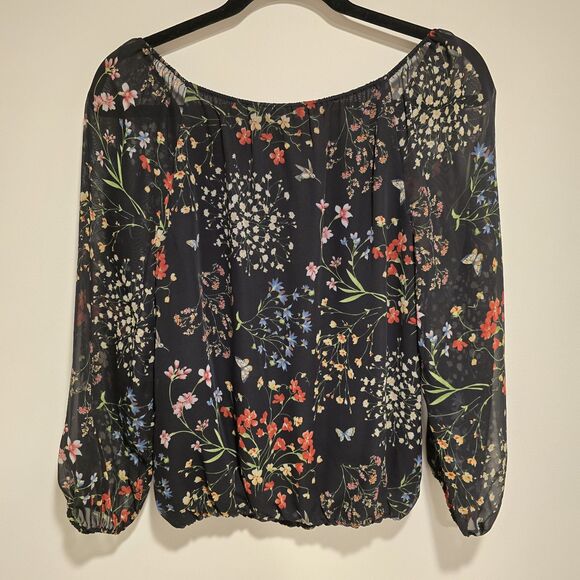 Alice + Olivia Floral Garden Top Size XS Butterfly Spring Blouse Peasant Designe - Picture 8 of 11